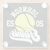 NAMEパーソナライズされたテニス選手ラケットボールコート ガラスコースター (裏面)