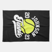 NAMEパーソナライズされたテニス選手ラケットボールコート キッチンタオル (横)