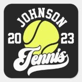 NAMEパーソナライズされたテニス選手ラケットボールコート スクエアシール (正面)