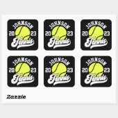 NAMEパーソナライズされたテニス選手ラケットボールコート スクエアシール (シート)