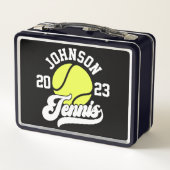NAMEパーソナライズされたテニス選手ラケットボールコート メタルランチボックス (裏面)