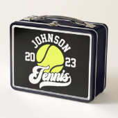 NAMEパーソナライズされたテニス選手ラケットボールコート メタルランチボックス (正面)