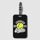 NAMEパーソナライズされたテニス選手ラケットボールコート ラゲッジタグ (正面縦)