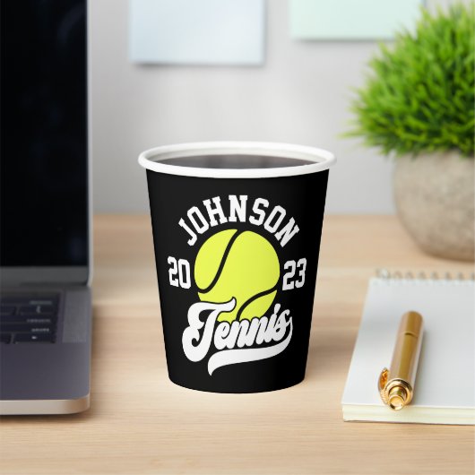 NAMEパーソナライズされたテニス選手ラケットボールコート 紙コップ (インサイチュ)