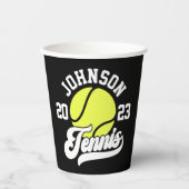 NAMEパーソナライズされたテニス選手ラケットボールコート 紙コップ (正面)