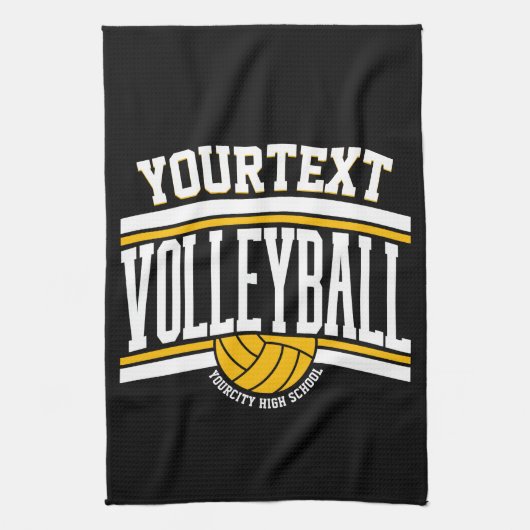 NAMEパーソナライズされたバレーボール選手スクールチーム キッチンタオル (縦)
