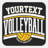 NAMEパーソナライズされたバレーボール選手スクールチーム スクエアシール (正面)