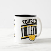 NAMEパーソナライズされたバレーボール選手スクールチーム ツートーンマグカップ (正面右)