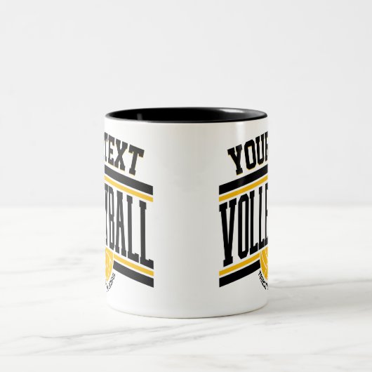 NAMEパーソナライズされたバレーボール選手スクールチーム ツートーンマグカップ (中央)