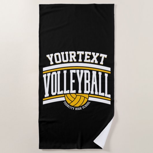 NAMEパーソナライズされたバレーボール選手スクールチーム ビーチタオル (正面)
