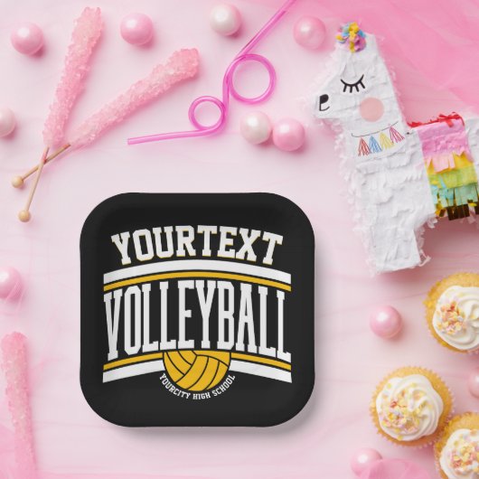 NAMEパーソナライズされたバレーボール選手スクールチーム ペーパープレート (パーティー)