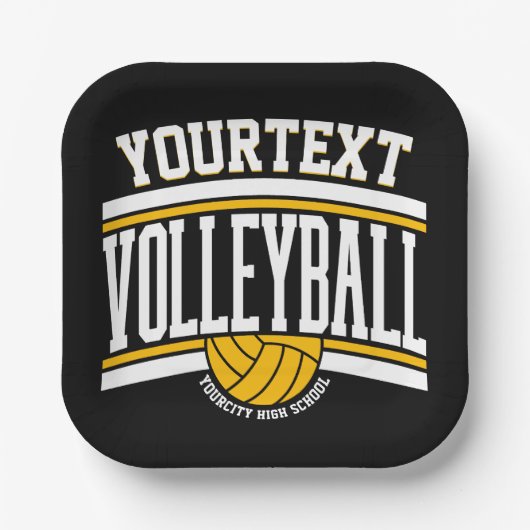 NAMEパーソナライズされたバレーボール選手スクールチーム ペーパープレート (正面)