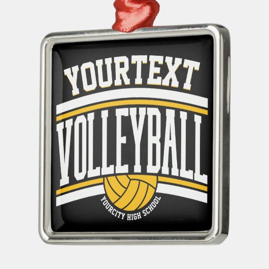NAMEパーソナライズされたバレーボール選手スクールチーム メタルオーナメント (左)