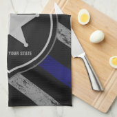 NAMEパーソナライズされた警察官の保安官の警察旗 キッチンタオル (四つ折り)