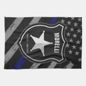 NAMEパーソナライズされた警察官の保安官の警察旗 キッチンタオル (横)