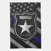 NAMEパーソナライズされた警察官の保安官の警察旗 キッチンタオル (縦)