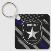 NAMEパーソナライズされた警察官の保安官の警察旗 キーホルダー (正面)