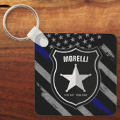 NAMEパーソナライズされた警察官の保安官の警察旗 キーホルダー (正面)