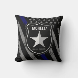 NAMEパーソナライズされた警察官の保安官の警察旗 クッション