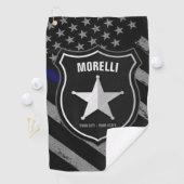 NAMEパーソナライズされた警察官の保安官の警察旗 ゴルフタオル (インサイチュ)