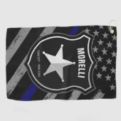 NAMEパーソナライズされた警察官の保安官の警察旗 ゴルフタオル (横)