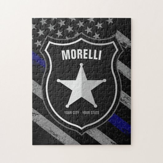 NAMEパーソナライズされた警察官の保安官の警察旗 ジグソーパズル (縦)