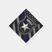 NAMEパーソナライズされた警察官の保安官の警察旗 スタンダードカクテルナプキン (角)