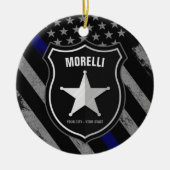 NAMEパーソナライズされた警察官の保安官の警察旗 セラミックオーナメント (正面)