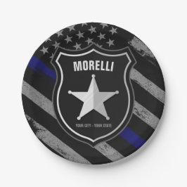 NAMEパーソナライズされた警察官の保安官の警察旗 ペーパープレート