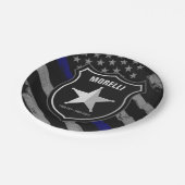 NAMEパーソナライズされた警察官の保安官の警察旗 ペーパープレート (アングル)