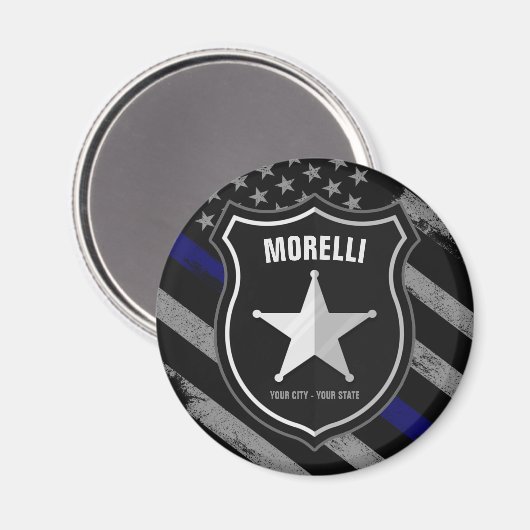 NAMEパーソナライズされた警察官の保安官の警察旗 マグネット (正面/裏面)