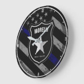 NAMEパーソナライズされた警察官の保安官の警察旗 ラージ壁時計 (傾斜)