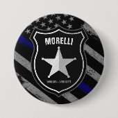 NAMEパーソナライズされた警察官の保安官の警察旗 缶バッジ (正面)