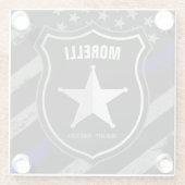 NAMEパーソナライズされた警察官の保安官警察旗 ガラスコースター (裏面)