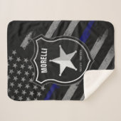 NAMEパーソナライズされた警察官の保安官警察旗 シェルパブランケット (正面(横))