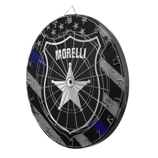 NAMEパーソナライズされた警察官の保安官警察旗 ダーツボード (正面右)