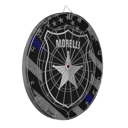 NAMEパーソナライズされた警察官の保安官警察旗 ダーツボード (正面左)