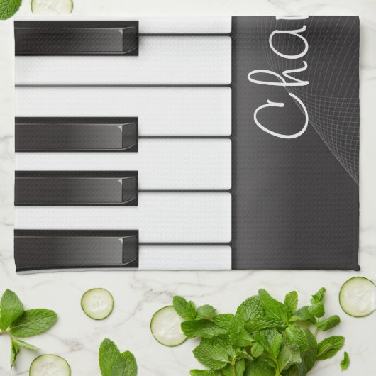 NAMEピアニストパーソナライズされたピアノ鍵音楽先生 キッチンタオル (折り畳み)