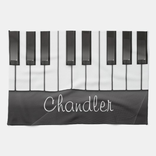 NAMEピアニストパーソナライズされたピアノ鍵音楽先生 キッチンタオル (横)