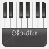 NAMEピアニストパーソナライズされたピアノ鍵音楽先生 スクエアシール (正面)