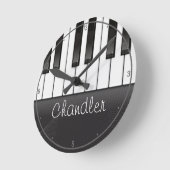 NAMEピアニストパーソナライズされたピアノ鍵音楽先生 ラウンド壁時計 (傾斜)