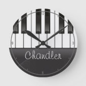 NAMEピアニストパーソナライズされたピアノ鍵音楽先生 ラウンド壁時計 (正面)