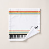 NAMEピアニストパーソナライズされたピアノ鍵 バスタオルセット (ウォッシュタオル)