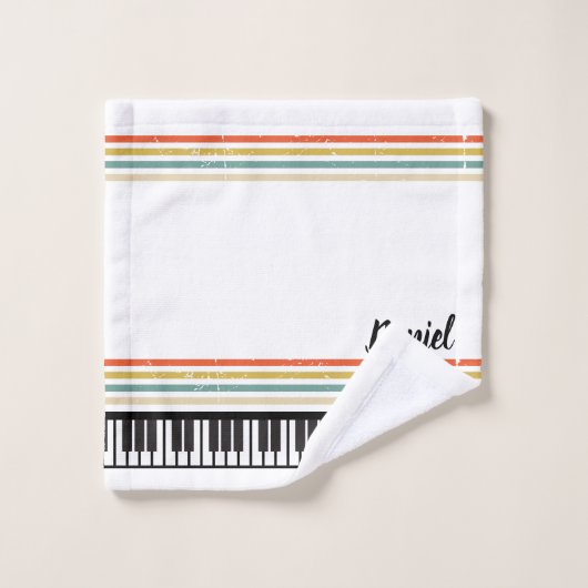 NAMEピアニストパーソナライズされたピアノ鍵 バスタオルセット (ウォッシュタオル)