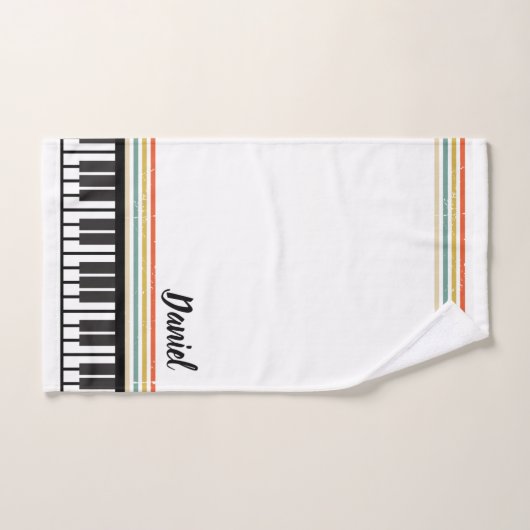 NAMEピアニストパーソナライズされたピアノ鍵 バスタオルセット (ハンドタオル)