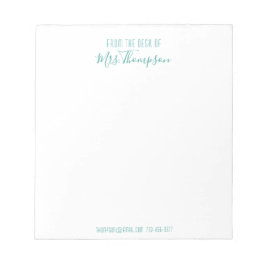 Nameモダン Scriptのデスクからのティール（緑がかった色） ノートパッド