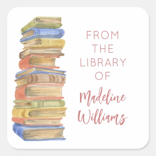 Nameライブラリからのブックスタック蔵書票 スクエアシール (正面)