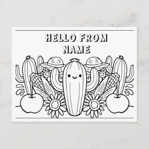 [Name]さんからこんにちは – Colorable 子供へ Postague ポストカード