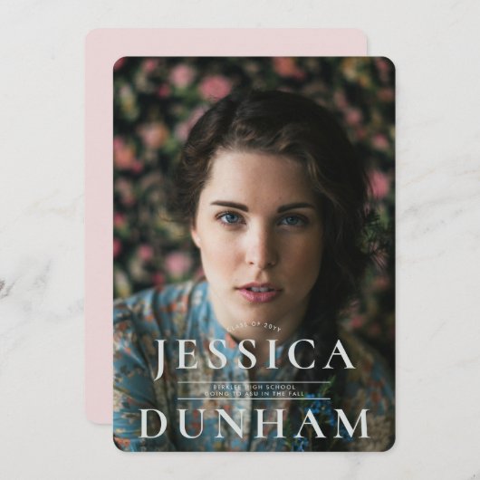 Name はっきりした Serifの卒業招待状 案内状 (正面/裏面)