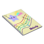 Name パーソナライズされた Animal Music Notesスコアかわいい ノートブック (右側)